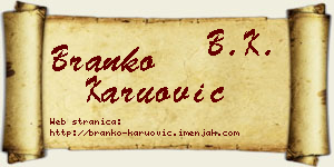 Branko Karuović vizit kartica